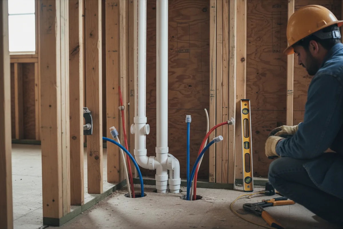 Drain and supply rough-in during Leak Detection in Donnelly