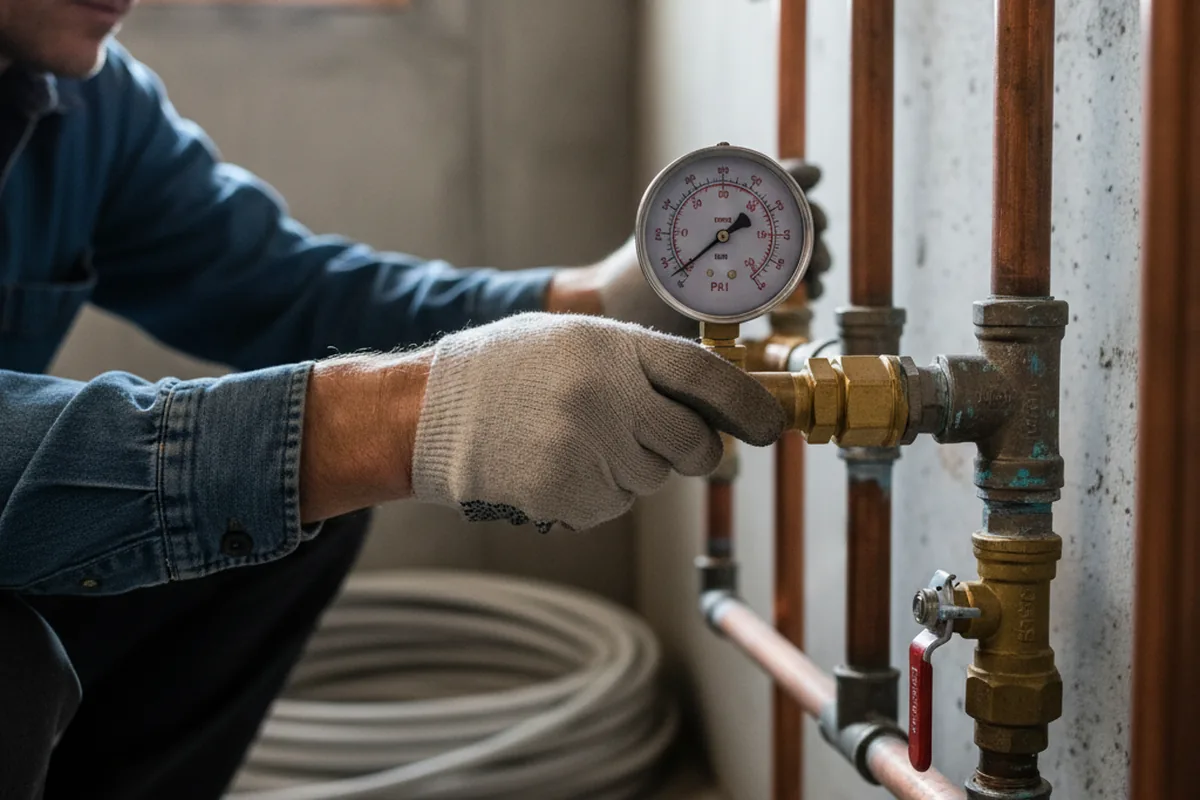 Pressure testing a repaired line during Water Line Repair in Donnelly